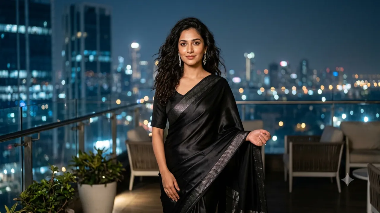 10. Black Saree AI Woman Image Prompts