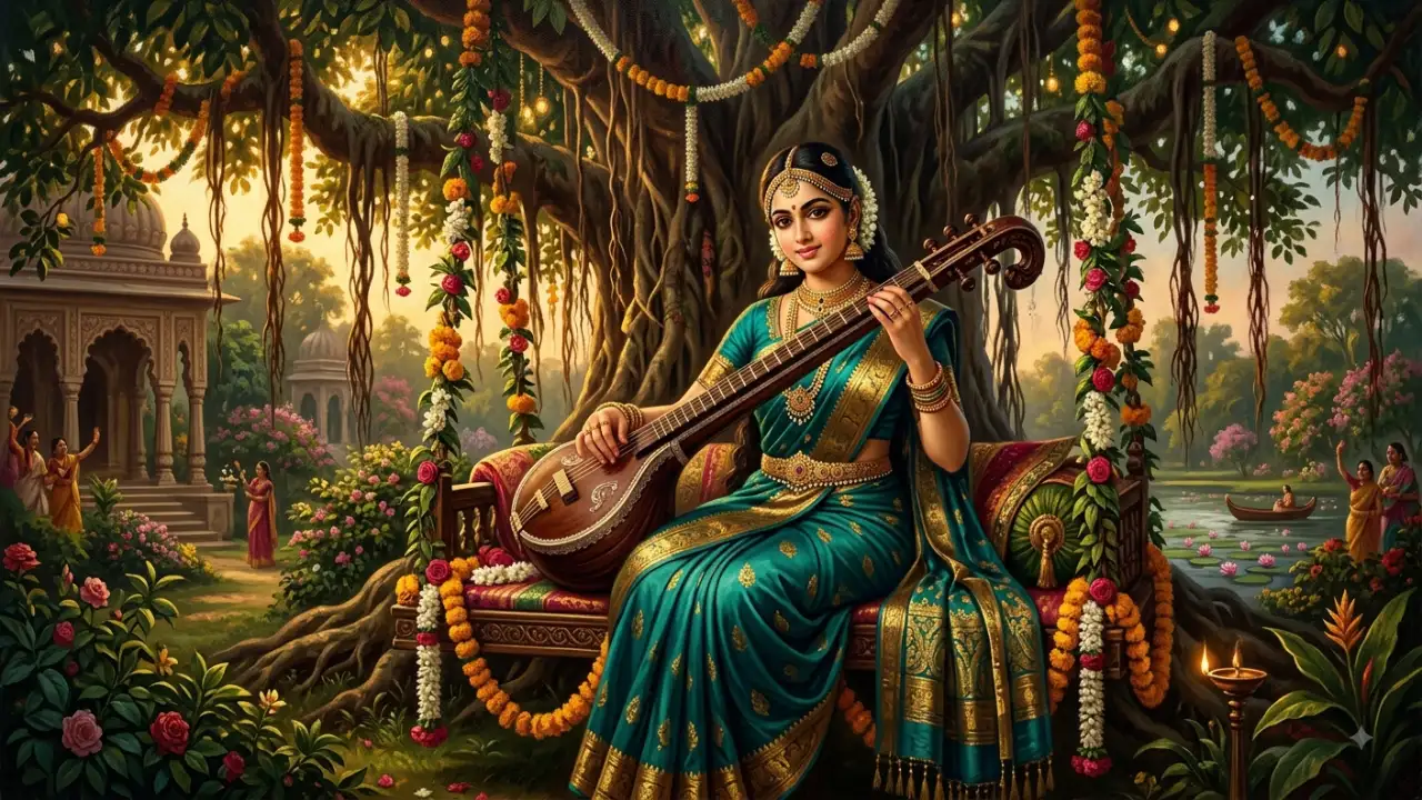 10. Raja Ravi Varma Style Painting