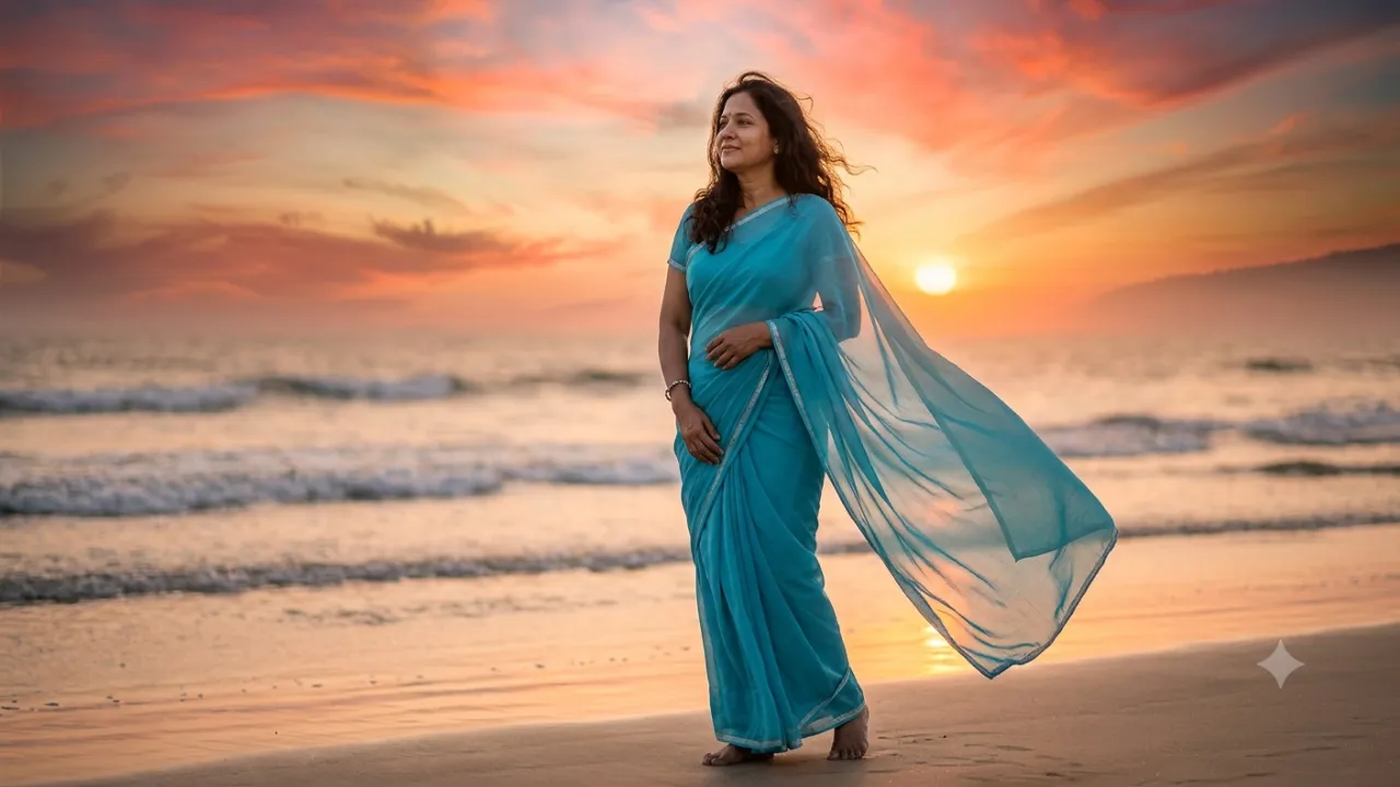 8. Saree by the Seaside Image